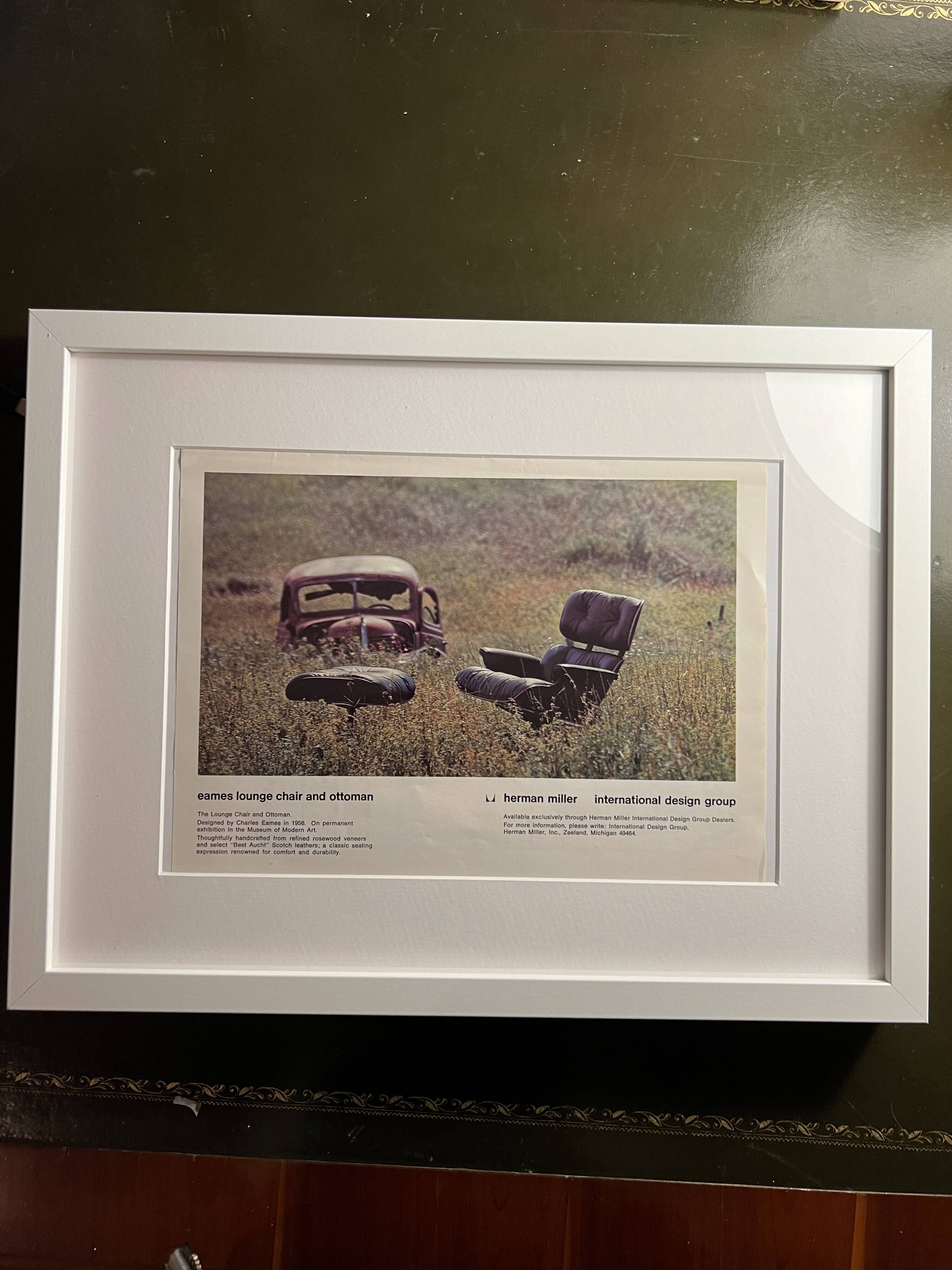 FRAMED POSTER EAMES HERMAN MILLER LOUNGE CHAIR 670