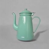 Vintage green enameled sheet metal coffee pot