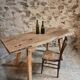 Antique work table / primitive dining table in oak, Hungary, circa 1900–1930.