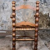 Pair of turned wooden spool armchairs, mid-20th century, France