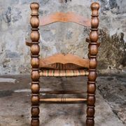 Pair of turned wooden spool armchairs, mid-20th century, France