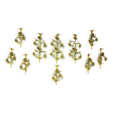 Set of 10 Wall Lights from colored hand crafted iron and Murano glass