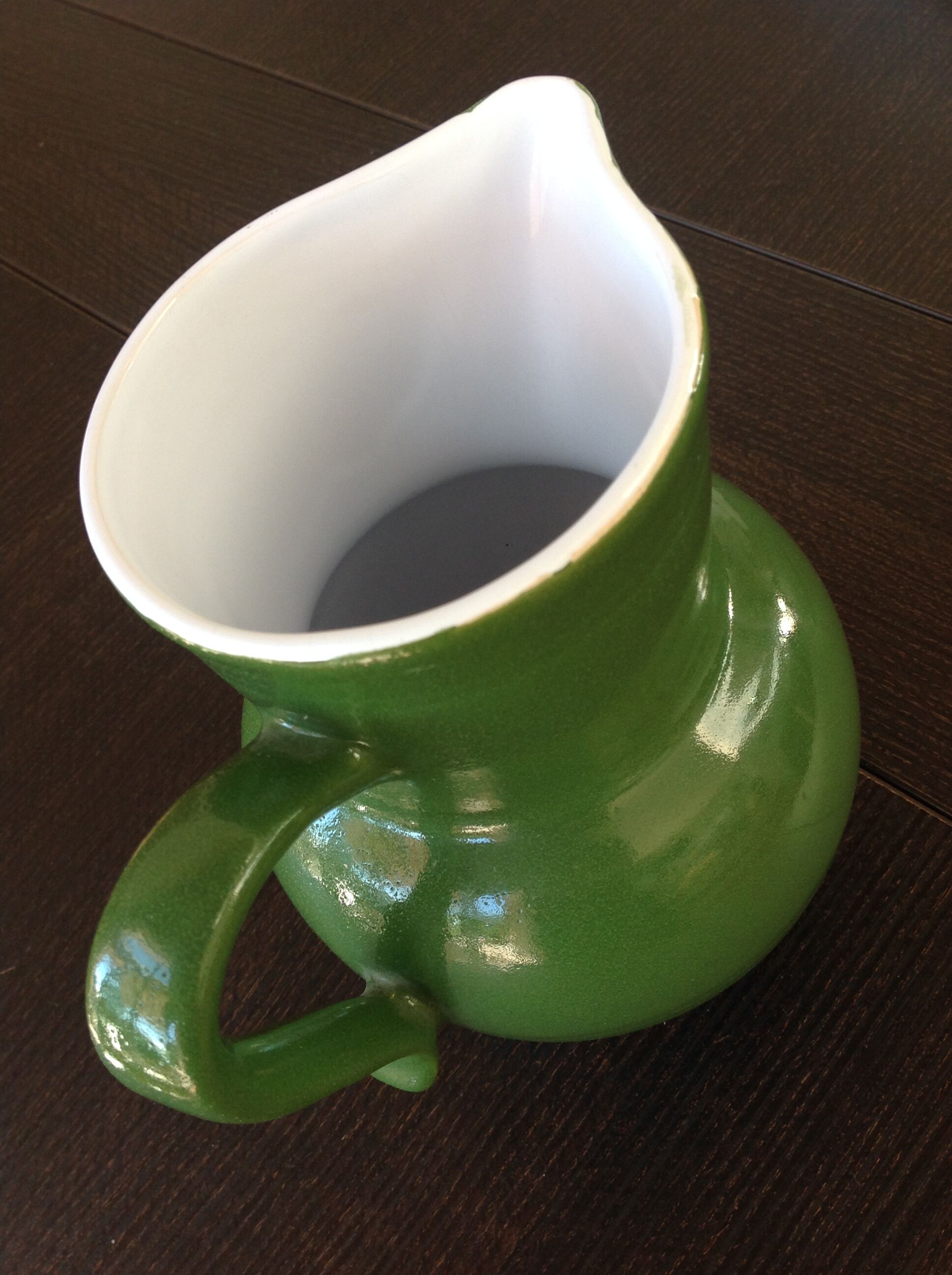 Pitcher ball in glazed green ceramic vintage 60s-70s