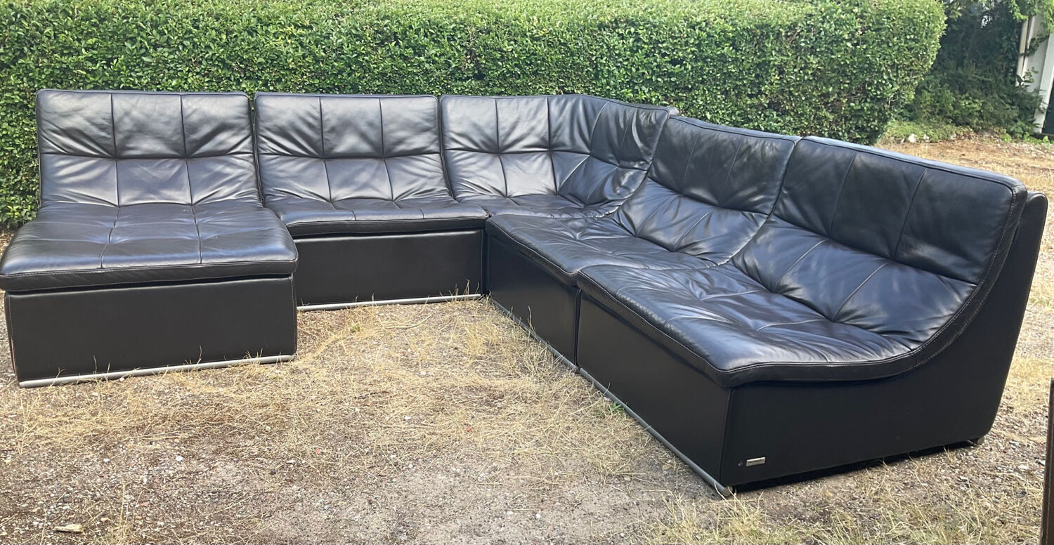 Incanto Italy modular corner sofa in brown leather