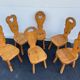 6 vintage Chairs Cembro pine Brutalist style circa 1975 Idcco Annecy