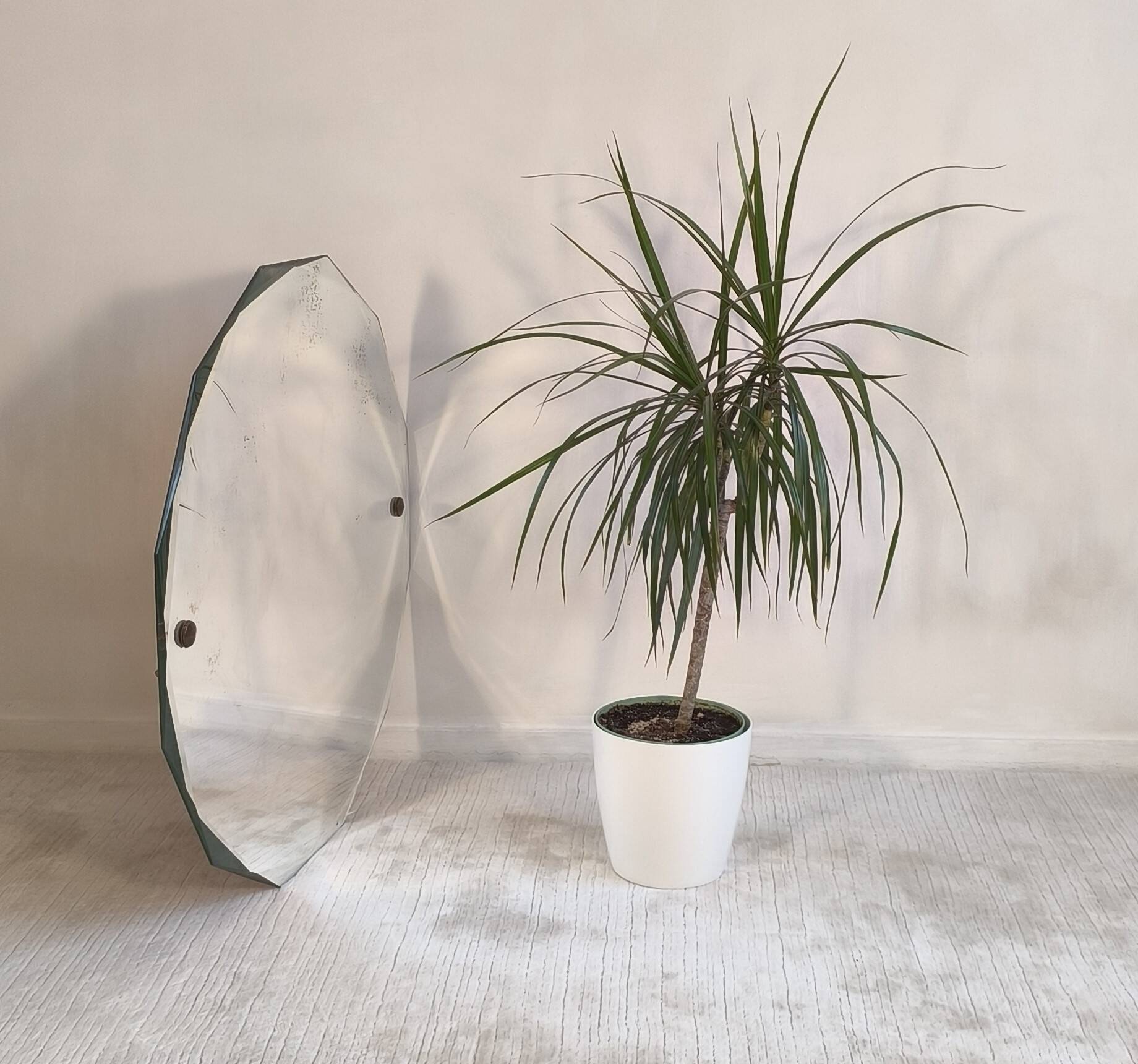 Élégant miroir ancien biseauté à 12 pans – style Art Déco vintage