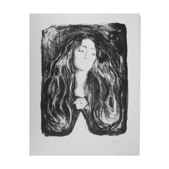 Edvard Munch: Brooch, Eva Mudocci, signed lithograph