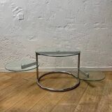 Glass coffee table with 2 swivel tops