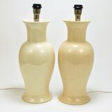 Pair of Tommaso Barbi Riviera palm tree table lamps from the 1970s with matching cushions.