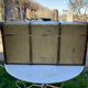 Antique wooden travel trunk