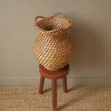 Vase braided natural fiber ethnic decoration tribal bohemian countryside artisanal manufacturing jar