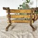 Low stool, wooden and metal plant holder