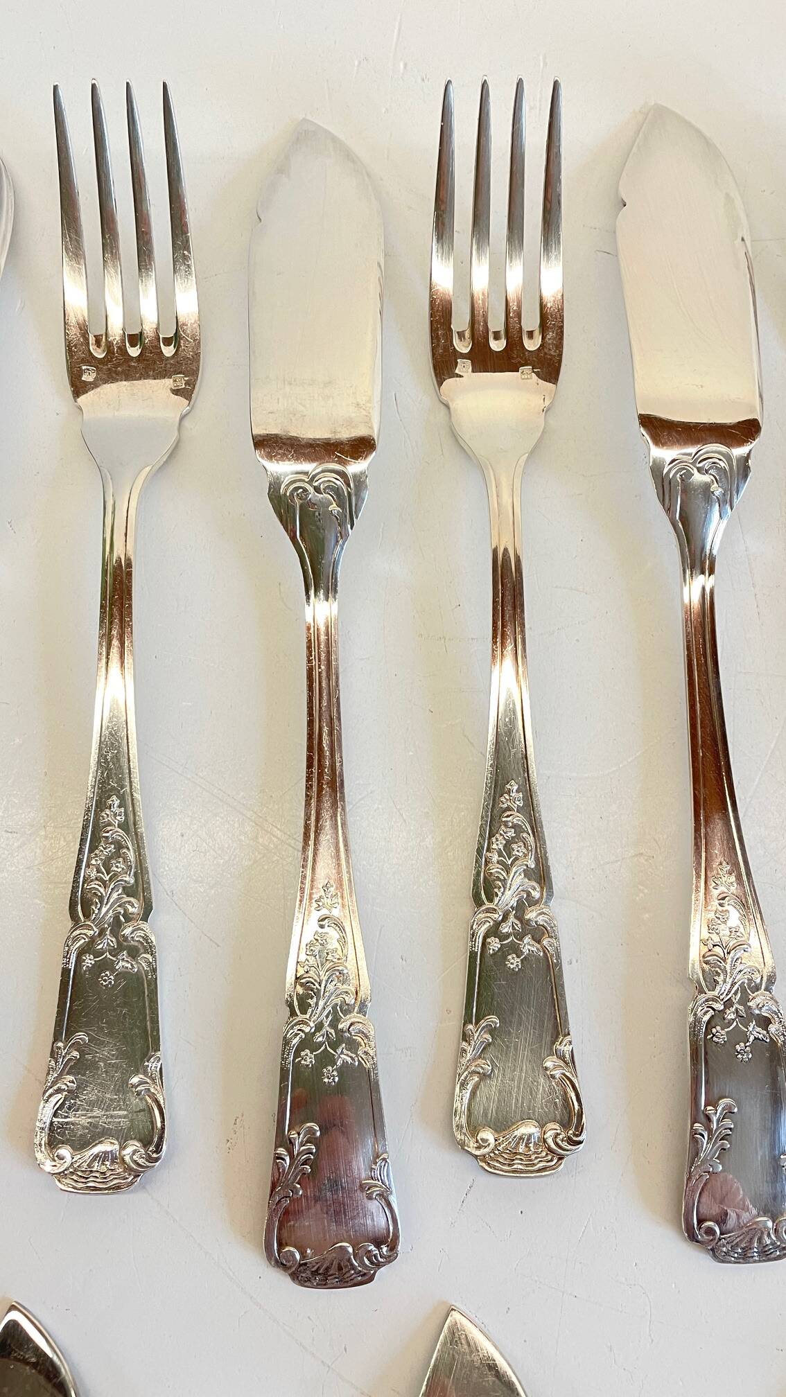 PLATIL 12 Couverts à Poisson  Métal Argenté