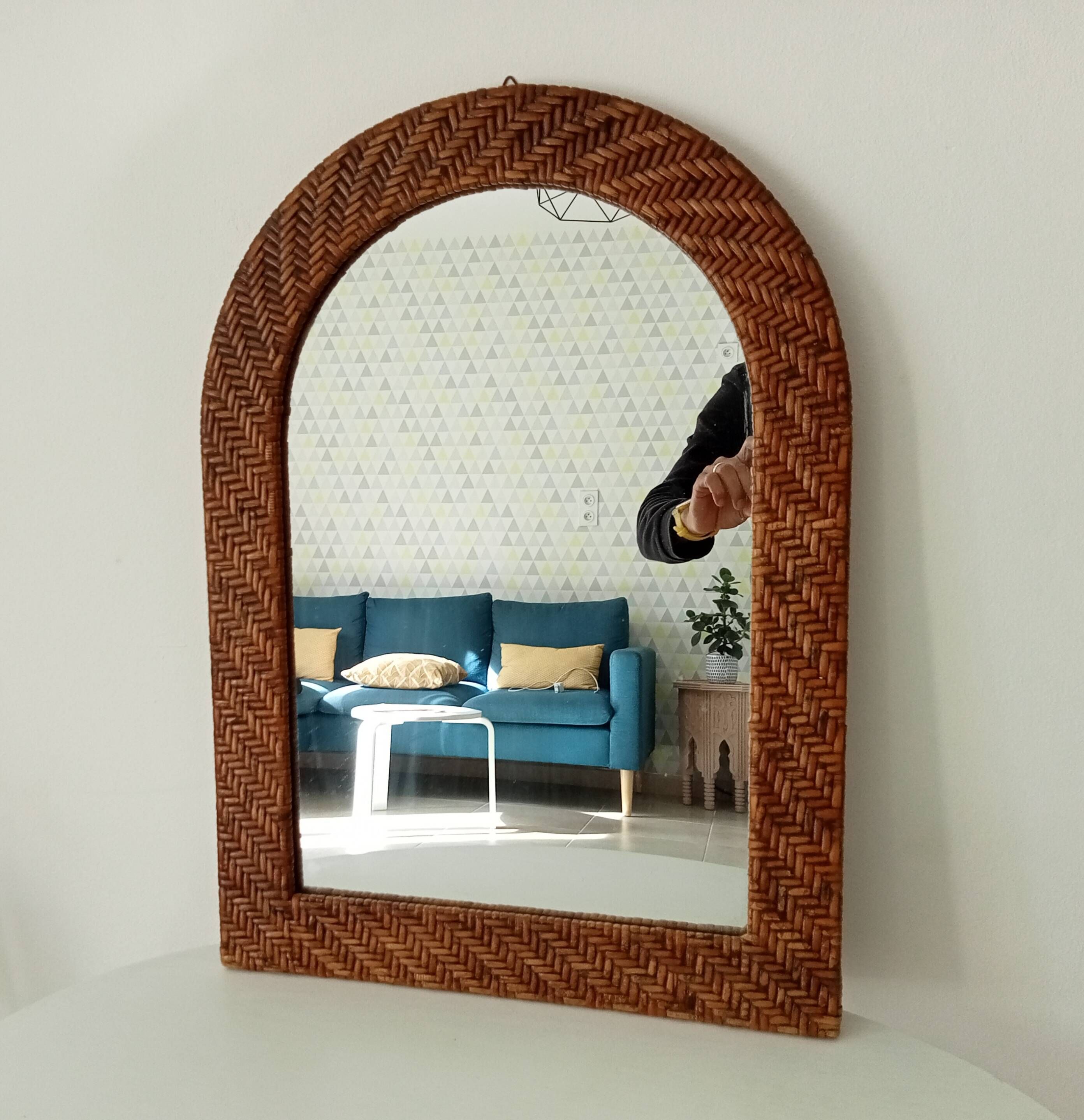 Vintage woven rattan mirror 60*43cm 60s/70s