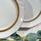 6 Vintage White and Gold Porcelain Dinner Plates Limoge France ADP "Ariane" - Elegant Antique French Tableware