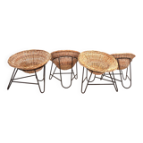 Set of 4 rattan pod chairs 60s