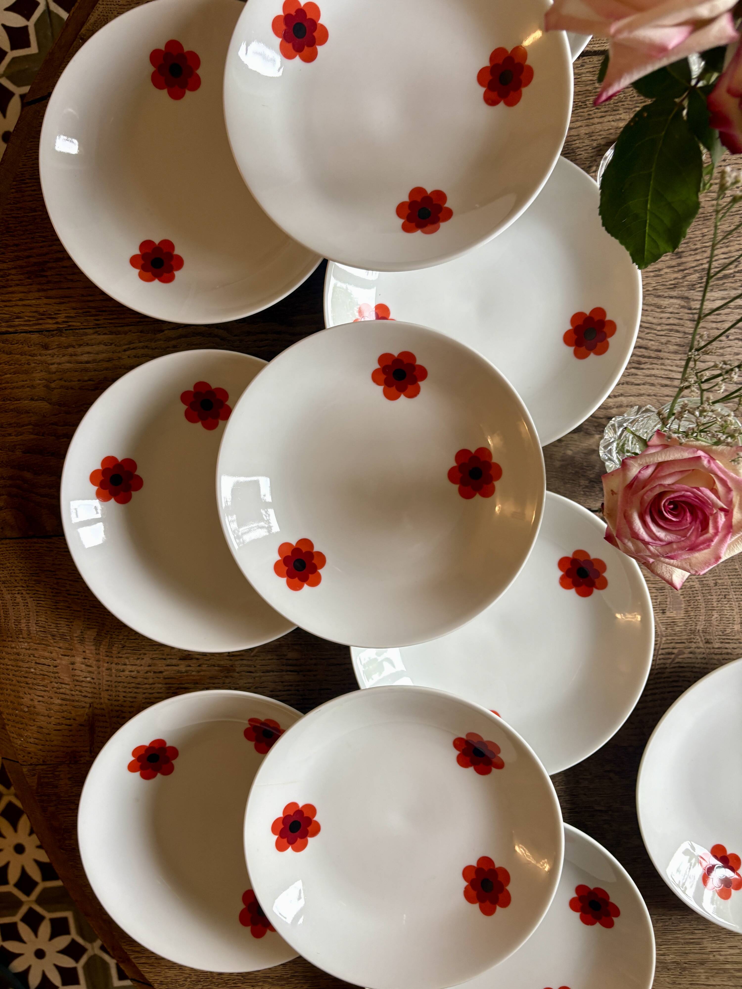 Lot de 11 assiettes creuses vintage, Scherzer Bavaria