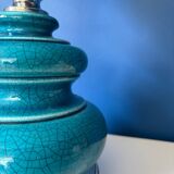 Vintage turquoise blue crackled glazed ceramic lamp – base ch