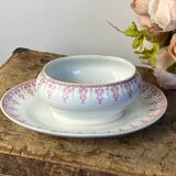 Antique Gien porcelain sauce boat, iron earth