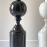 2 large black and white turned wood vintage lamp bases.