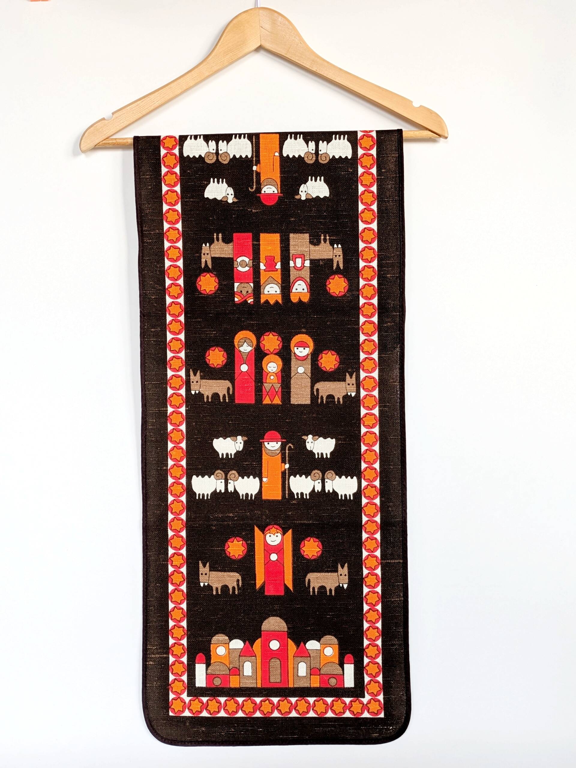 Södahl 1960s jute table runner, Nativity scene