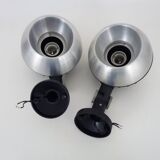 Pair of adjustable chrome eyeball wall lights. Diameter 17 cm - 6.69 " 70s-80s