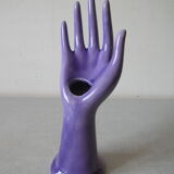 Old vase soliflore ring hand 1970s purple ceramic signed JMR deco retro dressing table