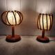 Pair of Louis Sognot rattan bedside lamps
