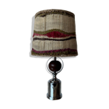 Lampe chrome bois laine années 70