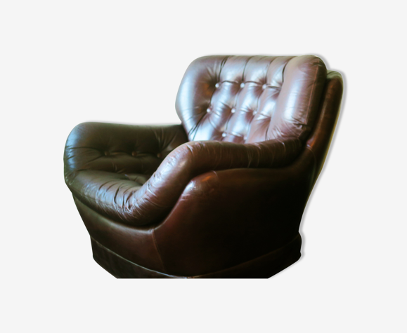 Fauteuil en cuir influence brésilienne, années 1960