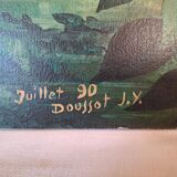 Large oil painting on wood by Jy Doussot contemporary French painter