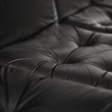 Minimalist german leather & chrome modular sofa from Klöber, 1980s