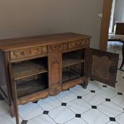 Antique Louis XV style sideboard in oak and walnut – 19th century / Early