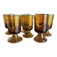 set of 7 tulip foot roller glasses Ibiza 1970 in large irregular glass