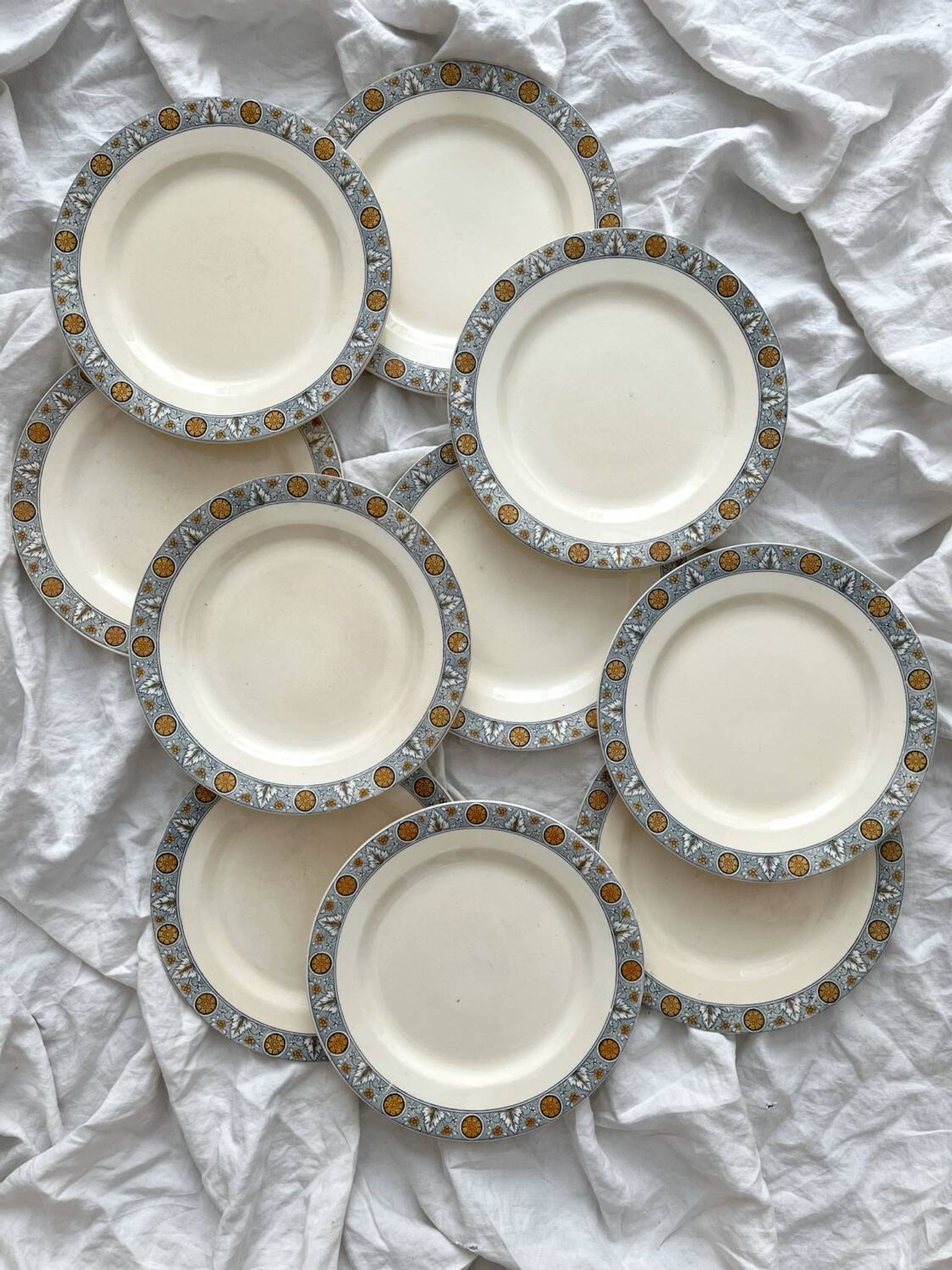 10 assiettes plates en terre de fer « Lamartine » Salins