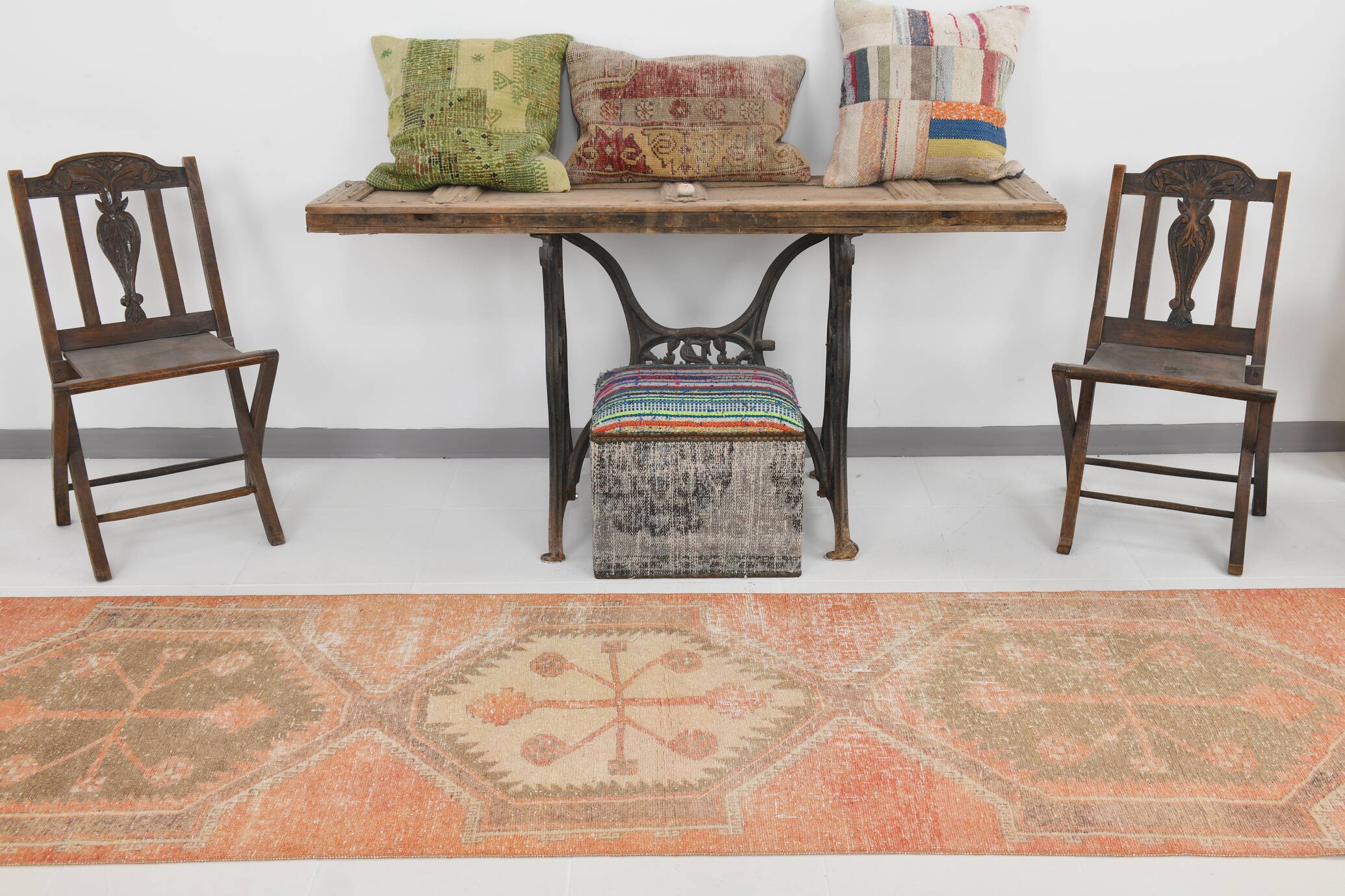 3x12 Pumpink Orange Classic Vintage Runner Rug, 90x353Cm SK 20811