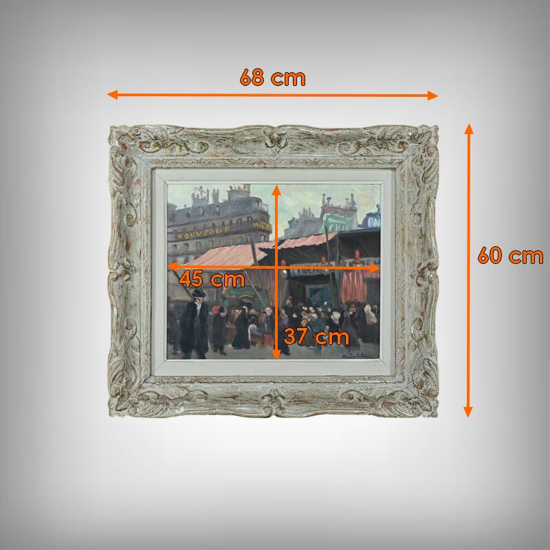 Painting “Street Scene” by C. Subileau – Early 20th century