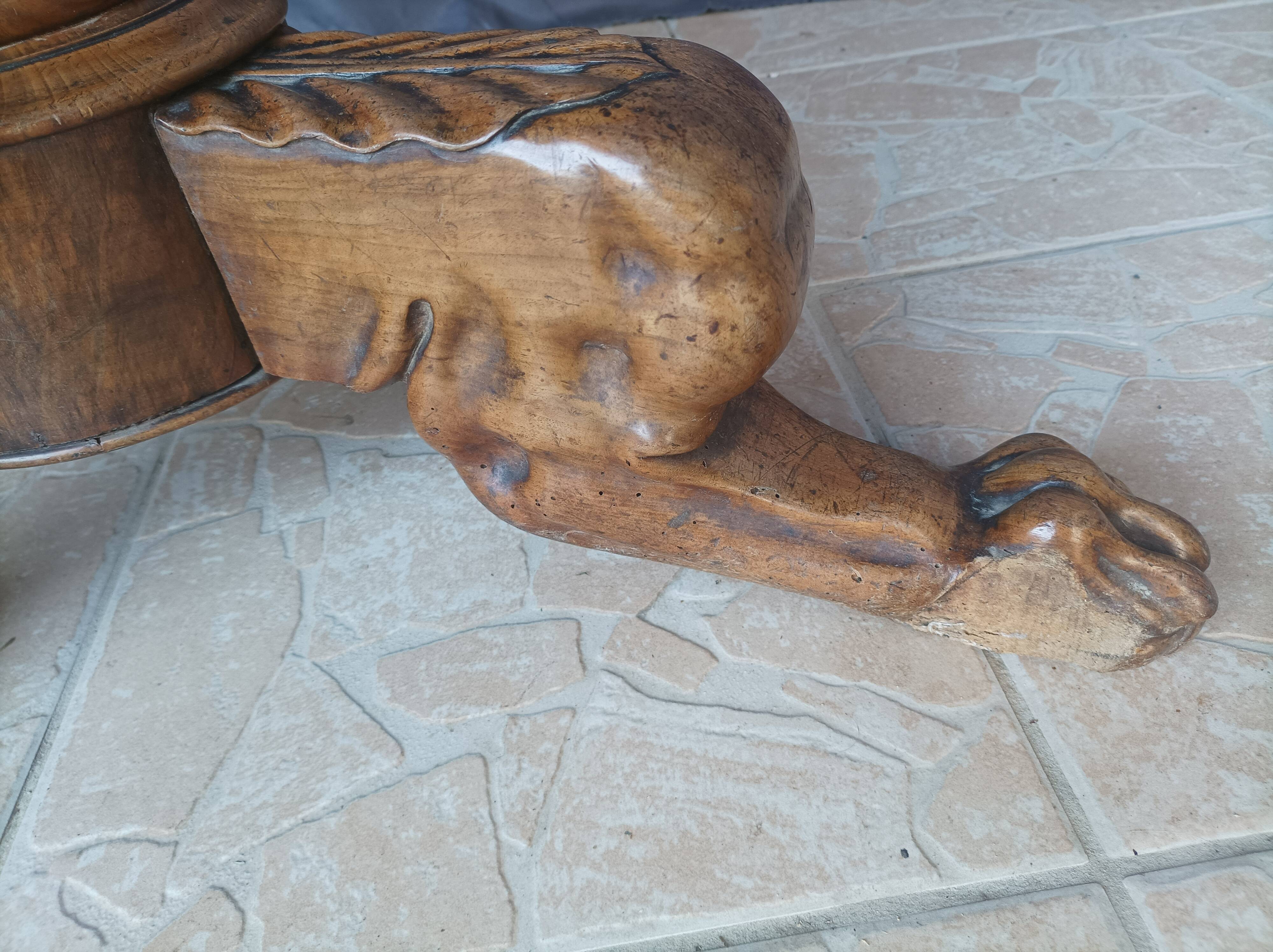 Walnut tripod pedestal table