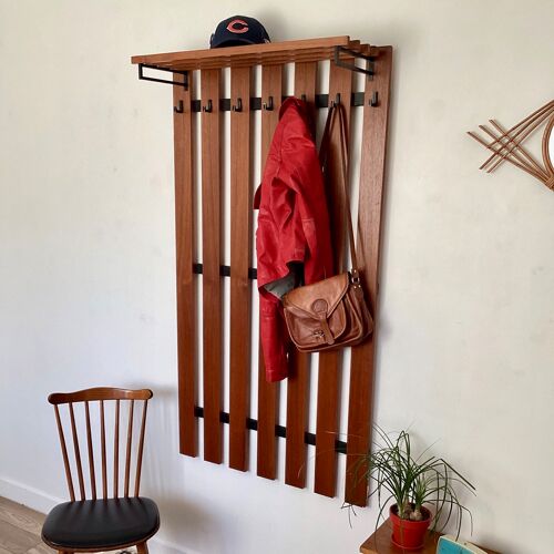 Wooden wall coat rack