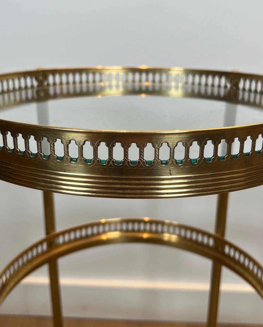 Pair of Art Deco Round Rolling Tables with Removable Tops, Maison Jans