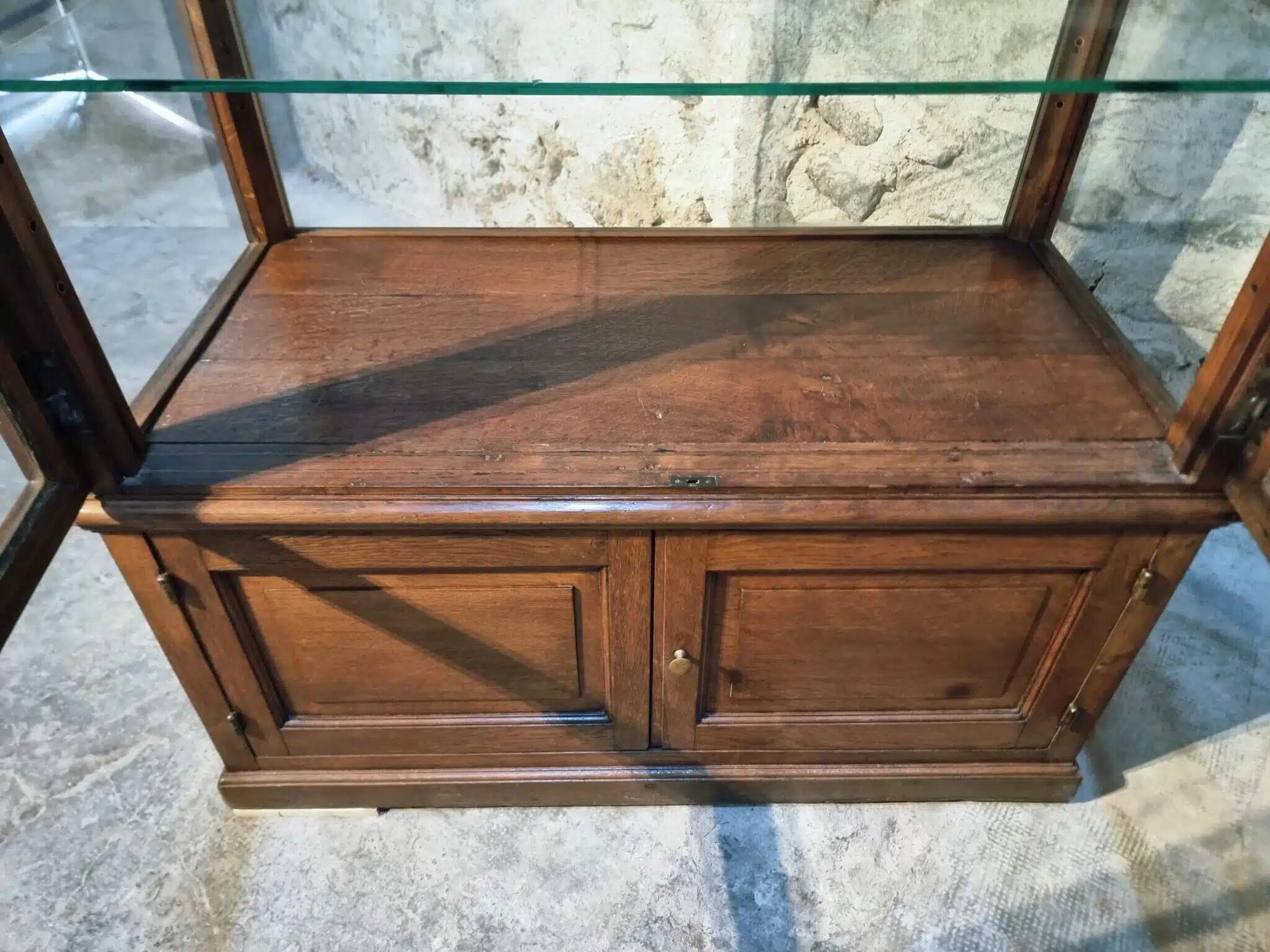 Vitrine ancienne en chêne français – Vitrine de musée d’un château de Bourgogne – vers 1900