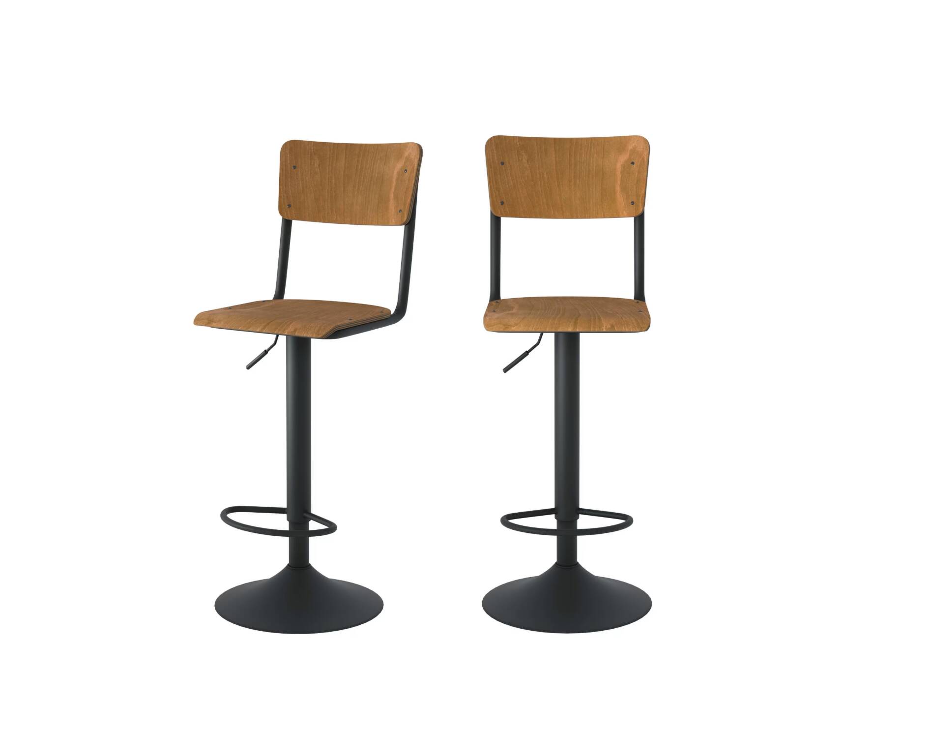 Lot de 2 chaises de bar réglables 60/80 cm en bois