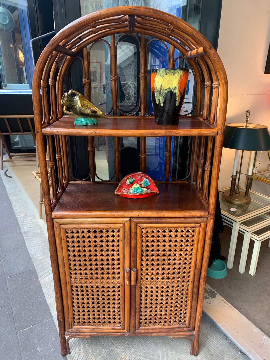 Rattan shelf, 1970s