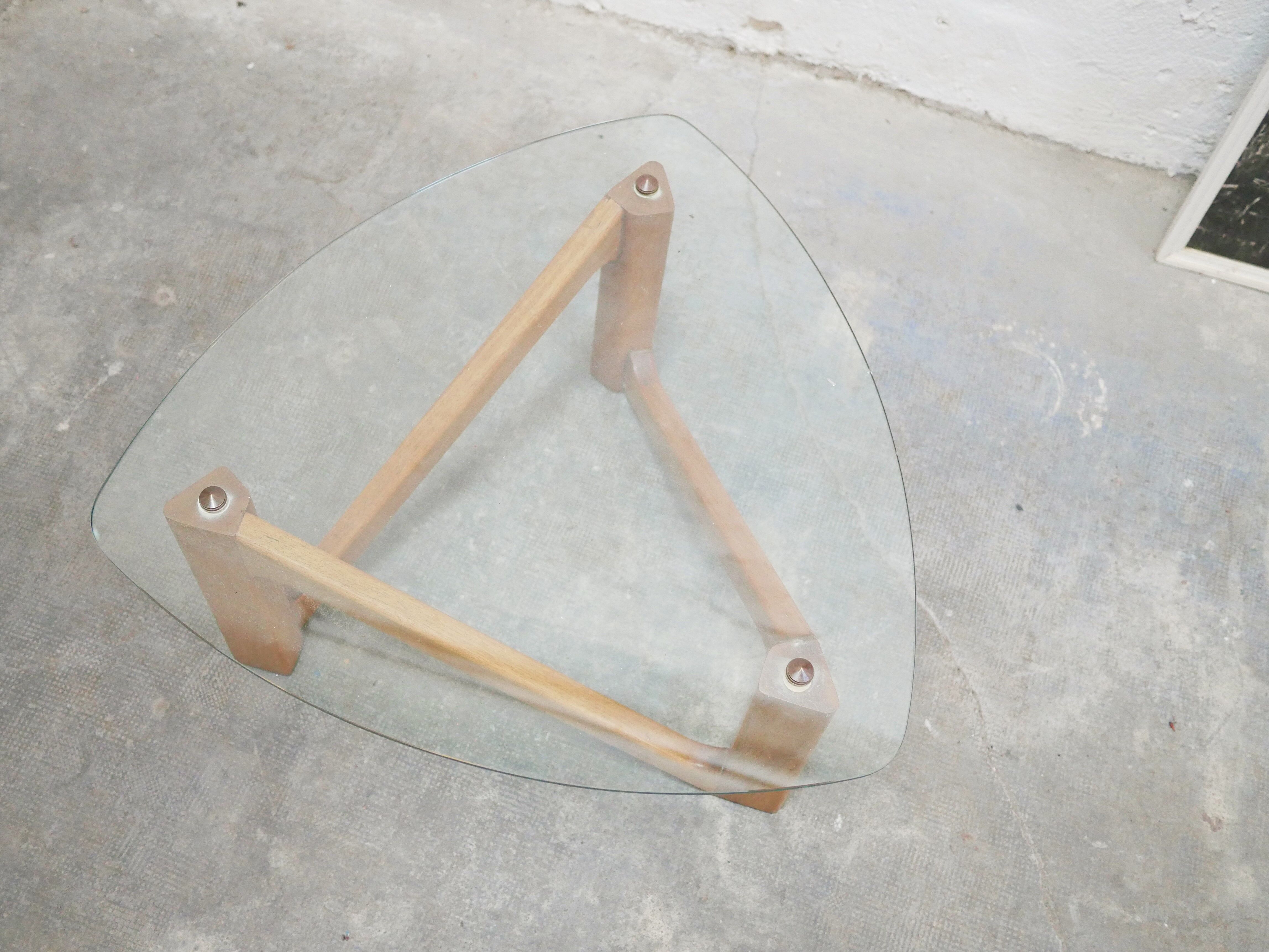 Vintage coffee table in wood and glass