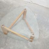 Vintage coffee table in wood and glass