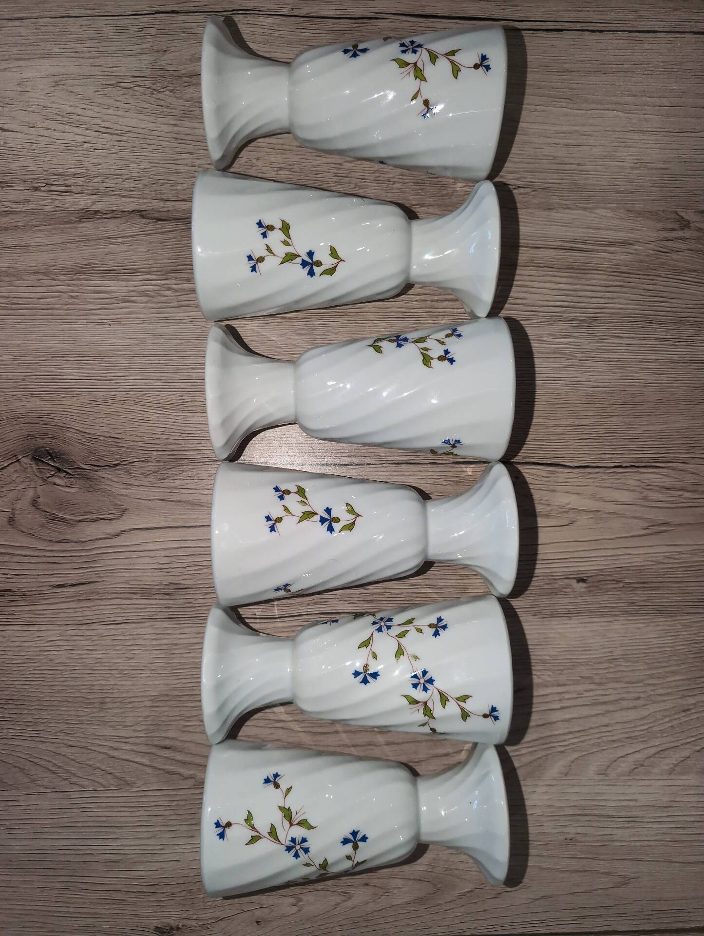 Set of 6 Vintage Mazagran Mugs Porcelain MP Tours Bluebells