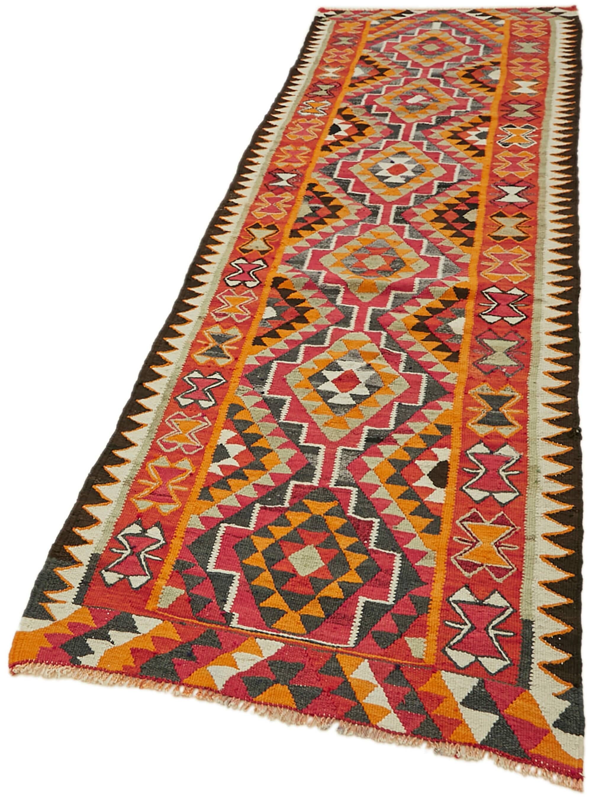 Turkish Handwoven Vintage Herki Kilim 102 cm x 320 cm