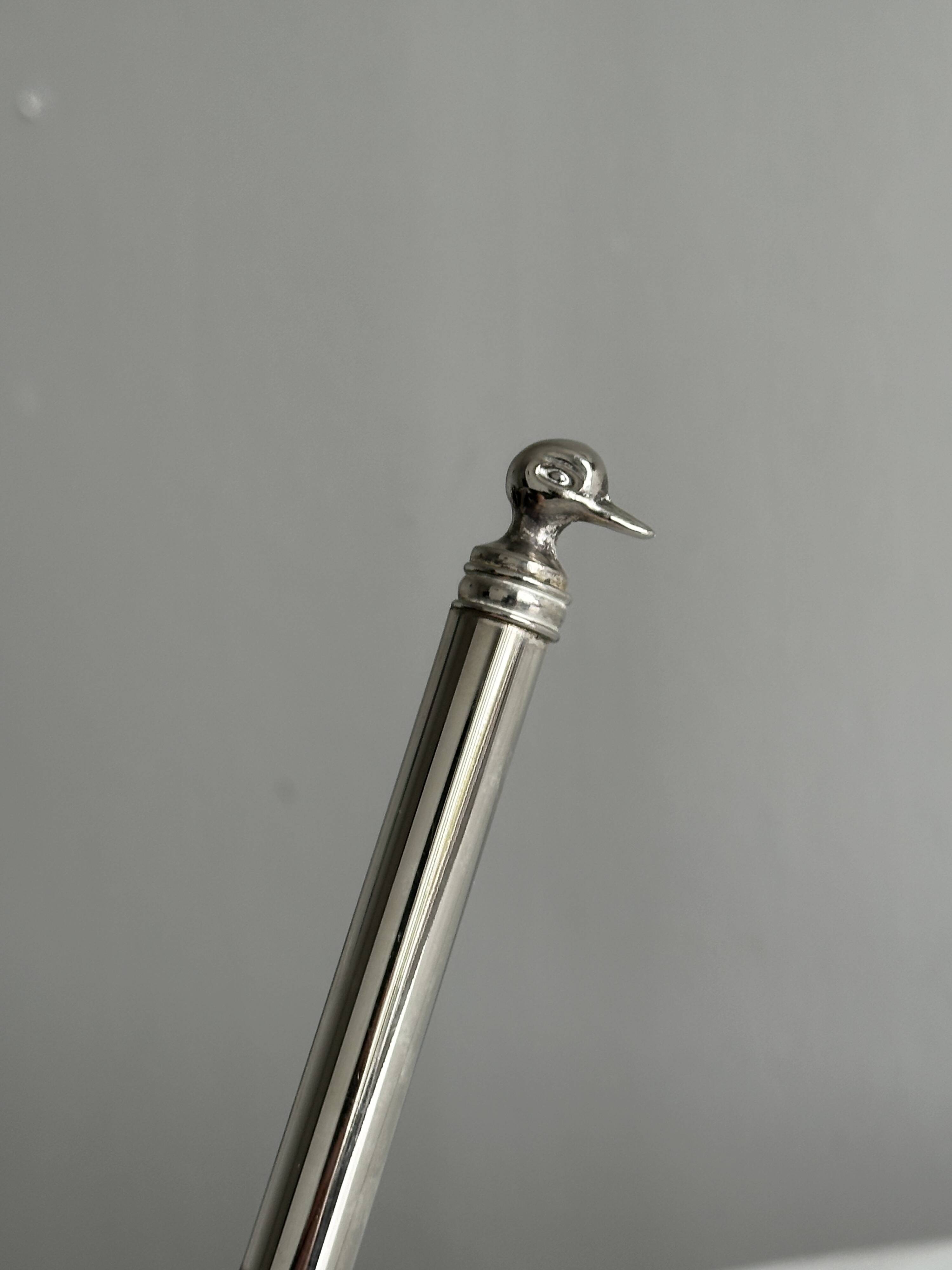 Stainless steel foie gras knife, duck decor handle