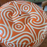 2 vintage inflatable poufs in orange plastic