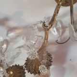Paire d'applique doré avec pampilles en verre vintage